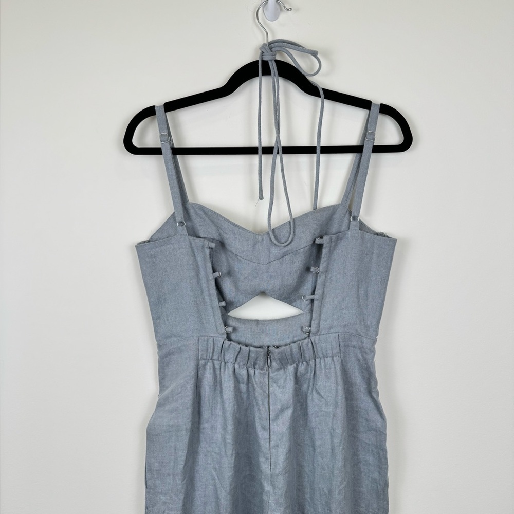 ASTR Light Blue Ilona Cutout Linen Jumpsuit XS - Picture 7 of 9